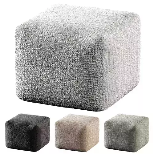 Boucle Ivory White Pouf CB2 3D model