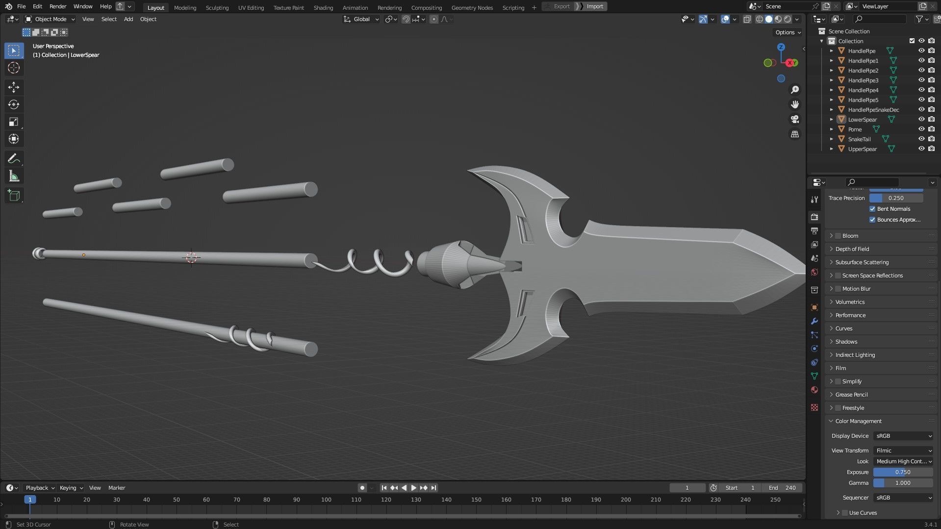 Overlord Leinas Rockbruise Heavy Explosion Spear for Cosplay 3D print model_12