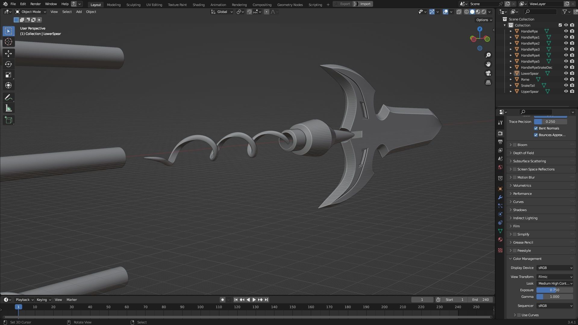 Overlord Leinas Rockbruise Heavy Explosion Spear for Cosplay 3D print model_14