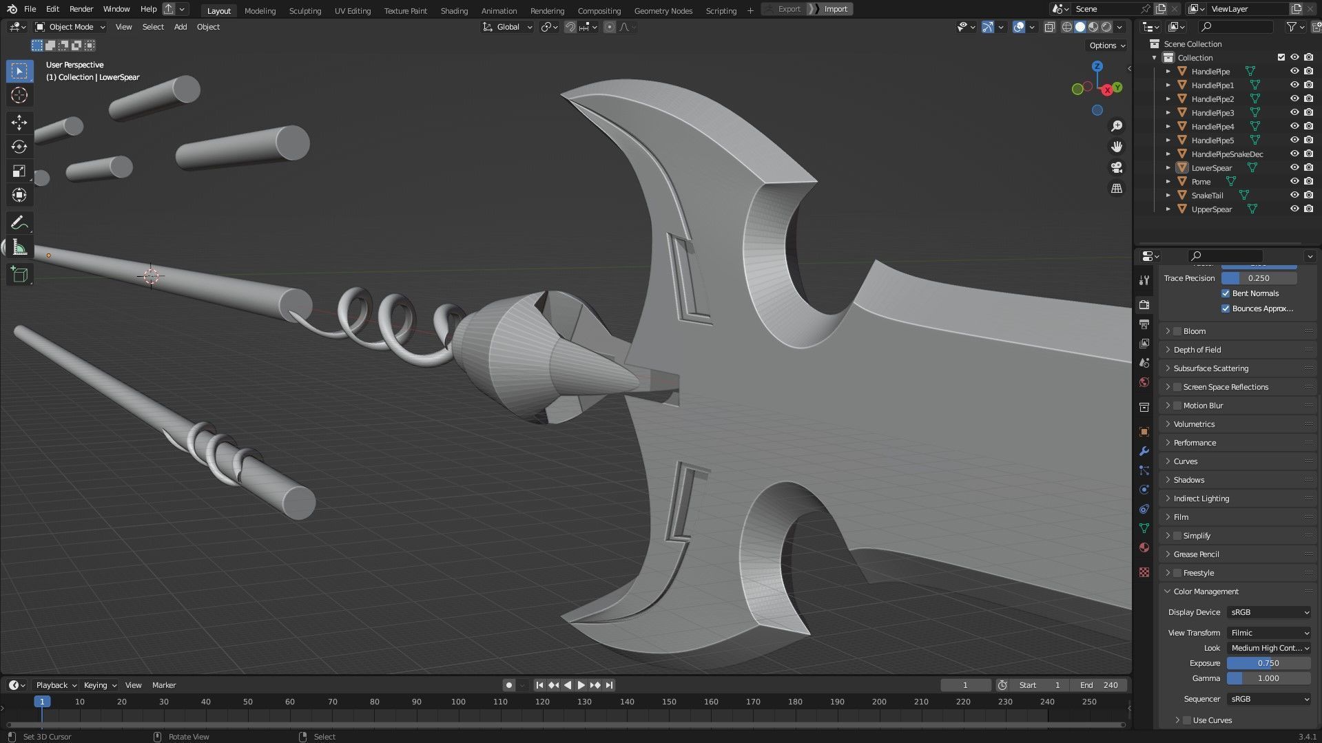 Overlord Leinas Rockbruise Heavy Explosion Spear for Cosplay 3D print model_15