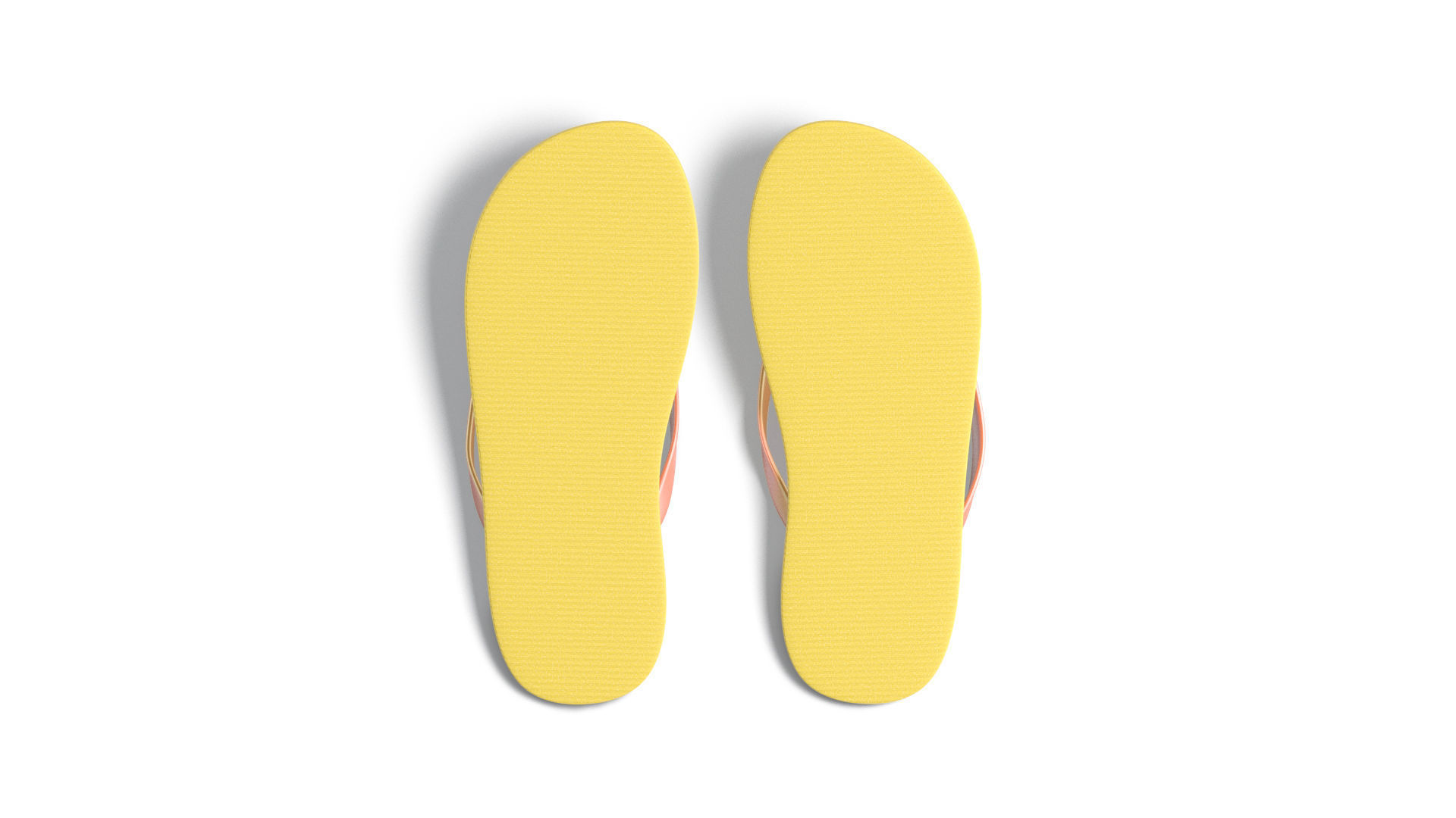 Yellow Beach Slippers - pair of flip-flop rubber sandals Low-poly 3D model_4