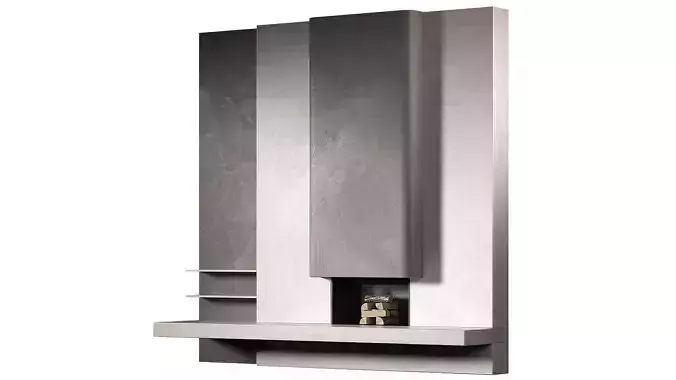 Fireplace Tall rounded chimney hearth area wooden logs 3D model