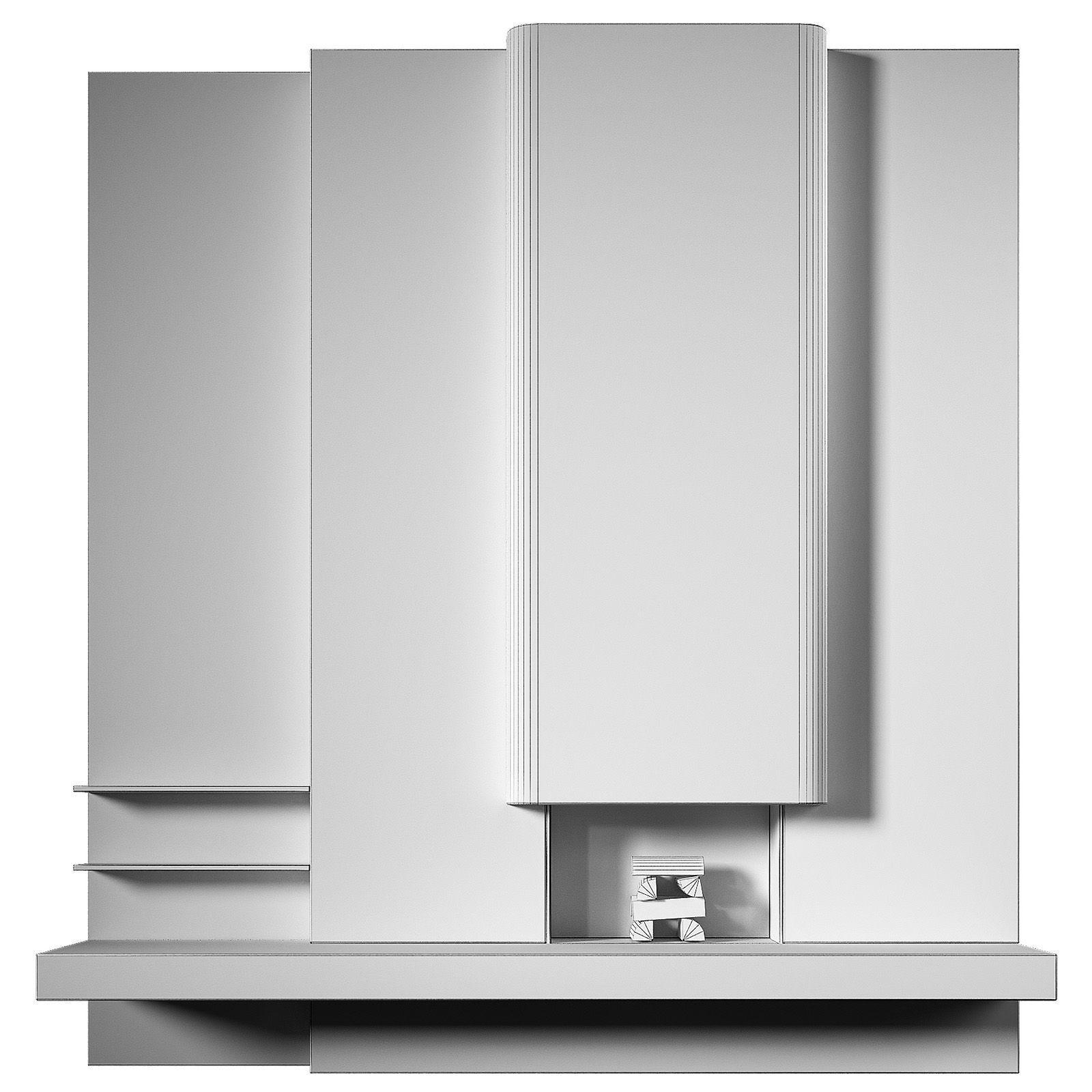 Fireplace Tall rounded chimney hearth area wooden logs 3D model_6