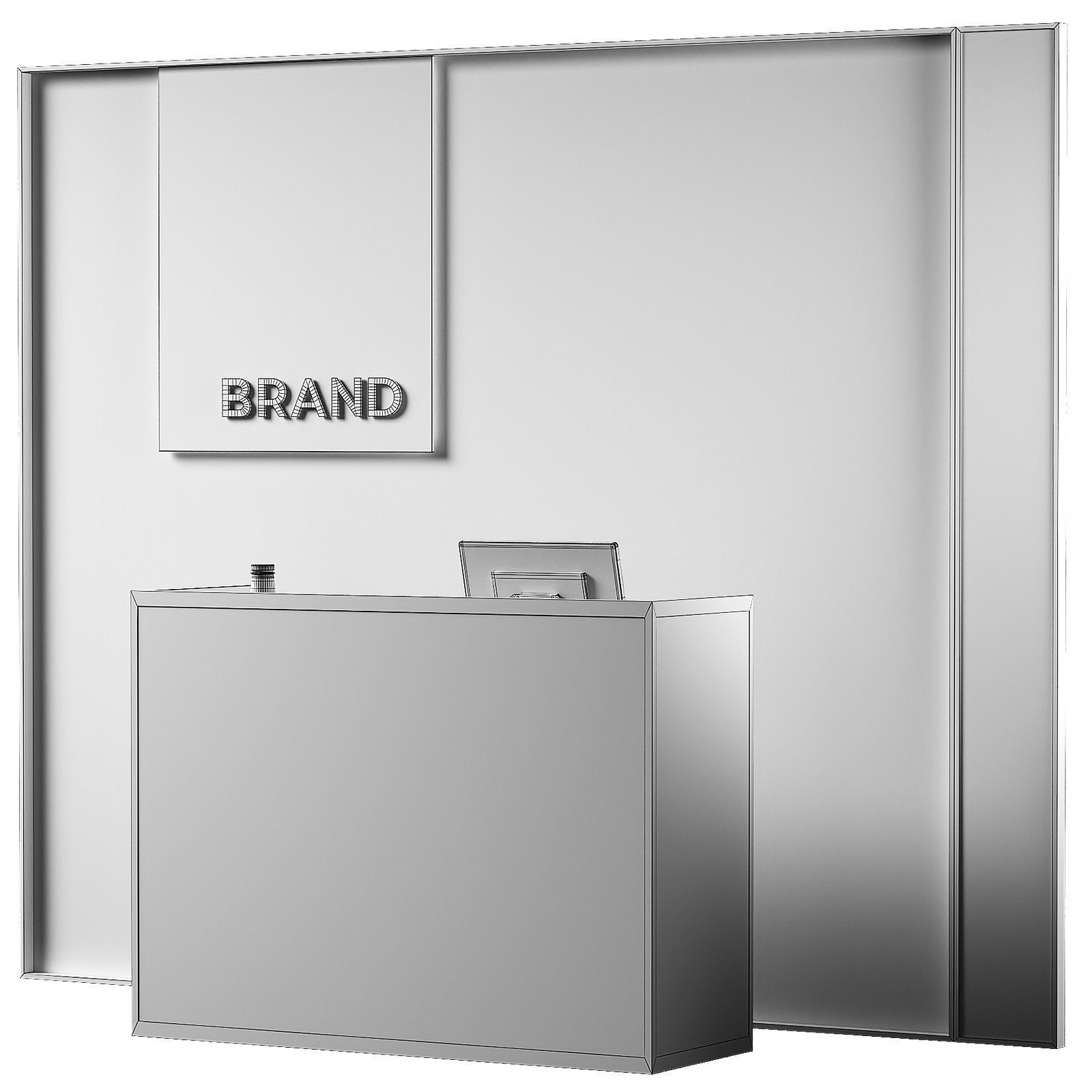 Reception desk 4 Store checkout Perforated metal 3D model_6