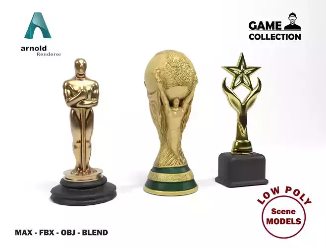 Trophies Low-poly 3D model