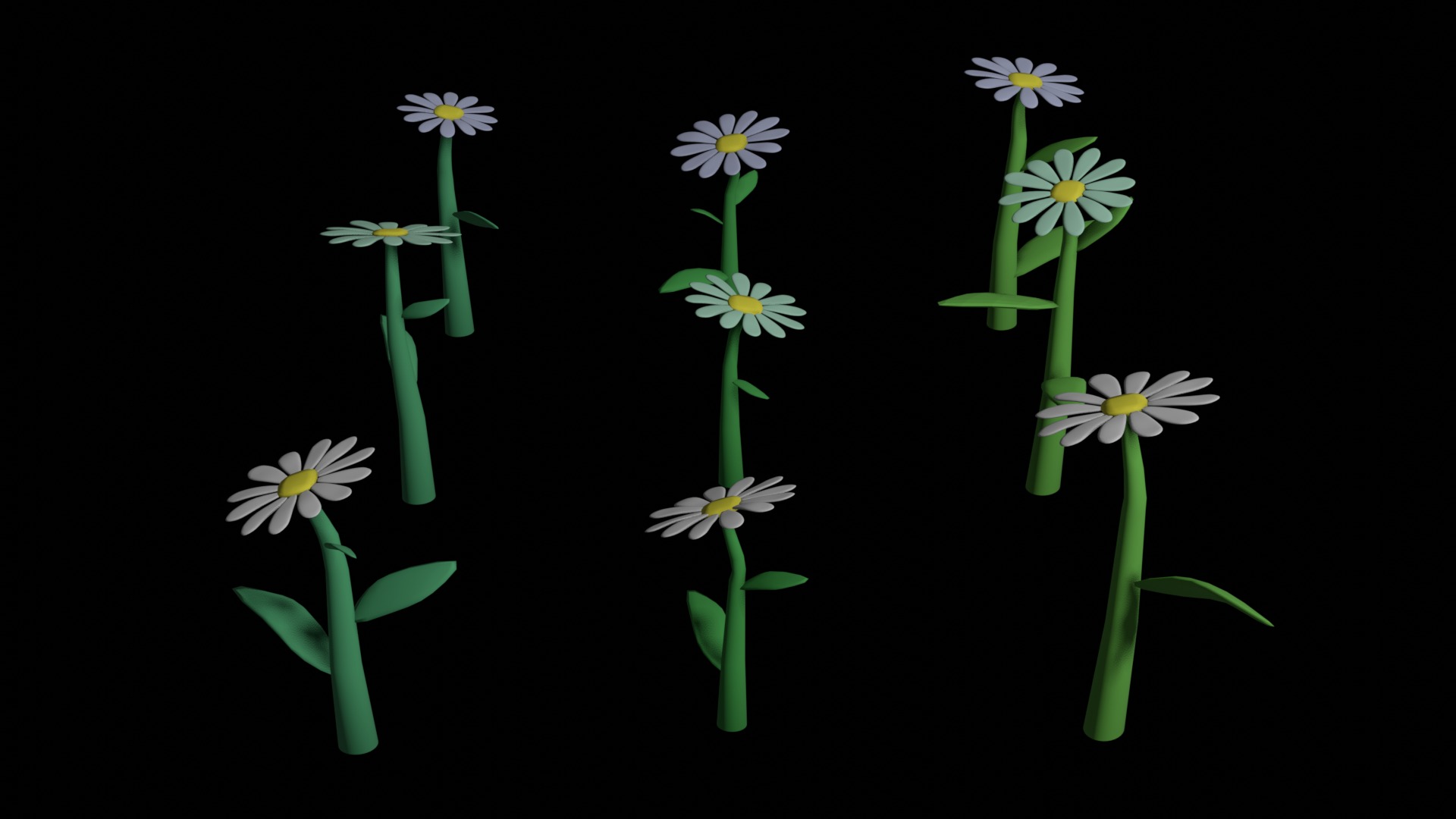 Grass trees flowers 3D model_2