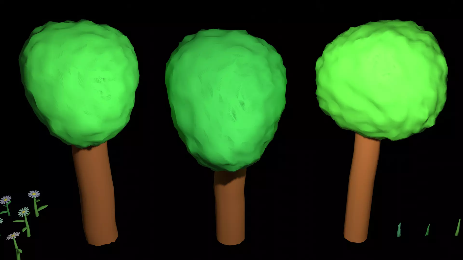 Grass trees flowers 3D model_0