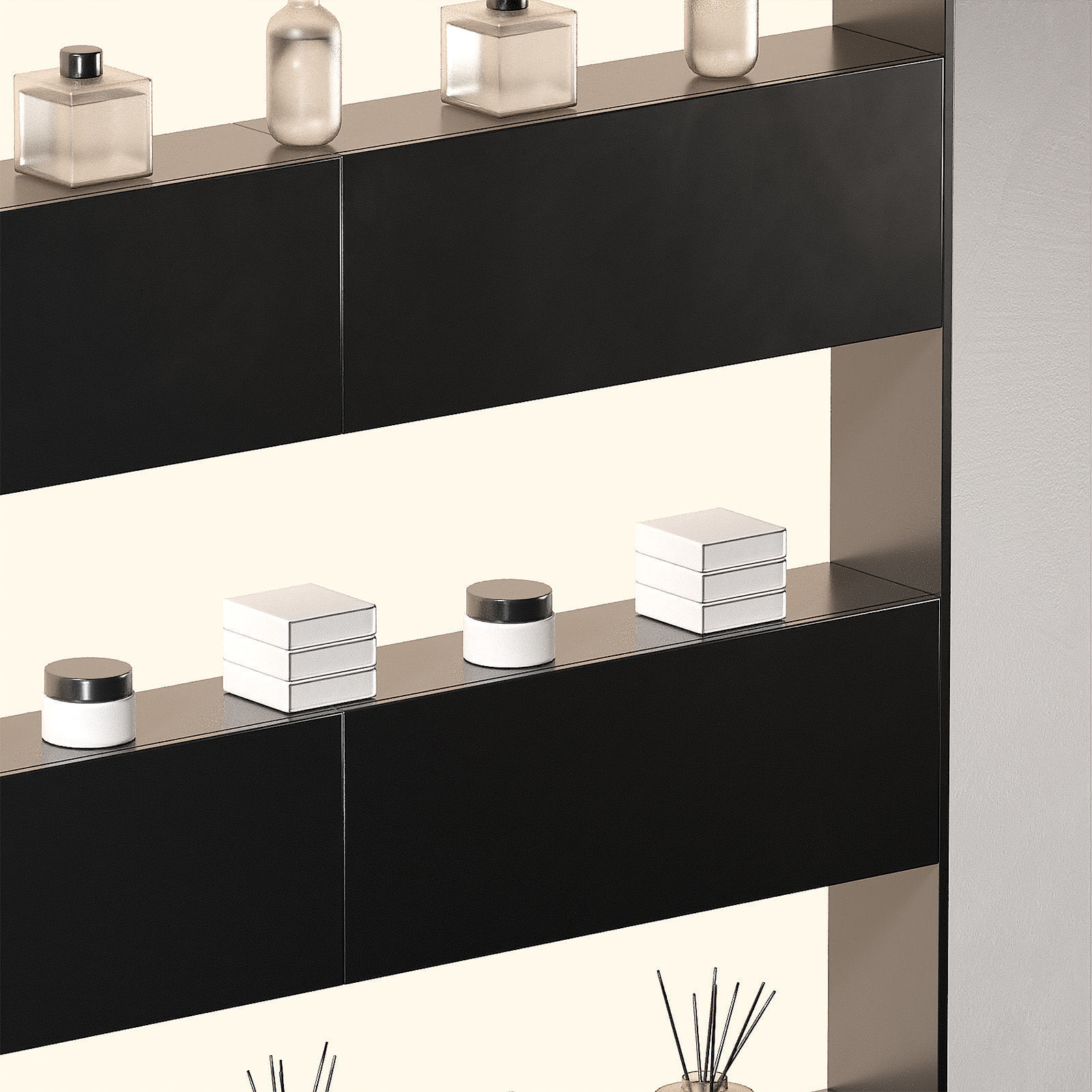 Display rack Built-in niche shelves with continuous lighting 3D model_4