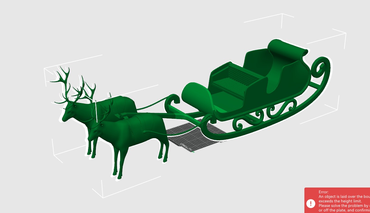Reindeer Sleigh 3D Model 3D print model_11