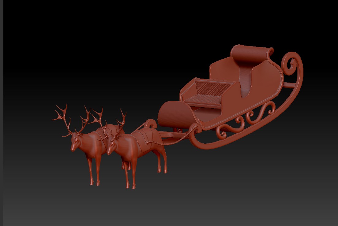 Reindeer Sleigh 3D Model 3D print model_2
