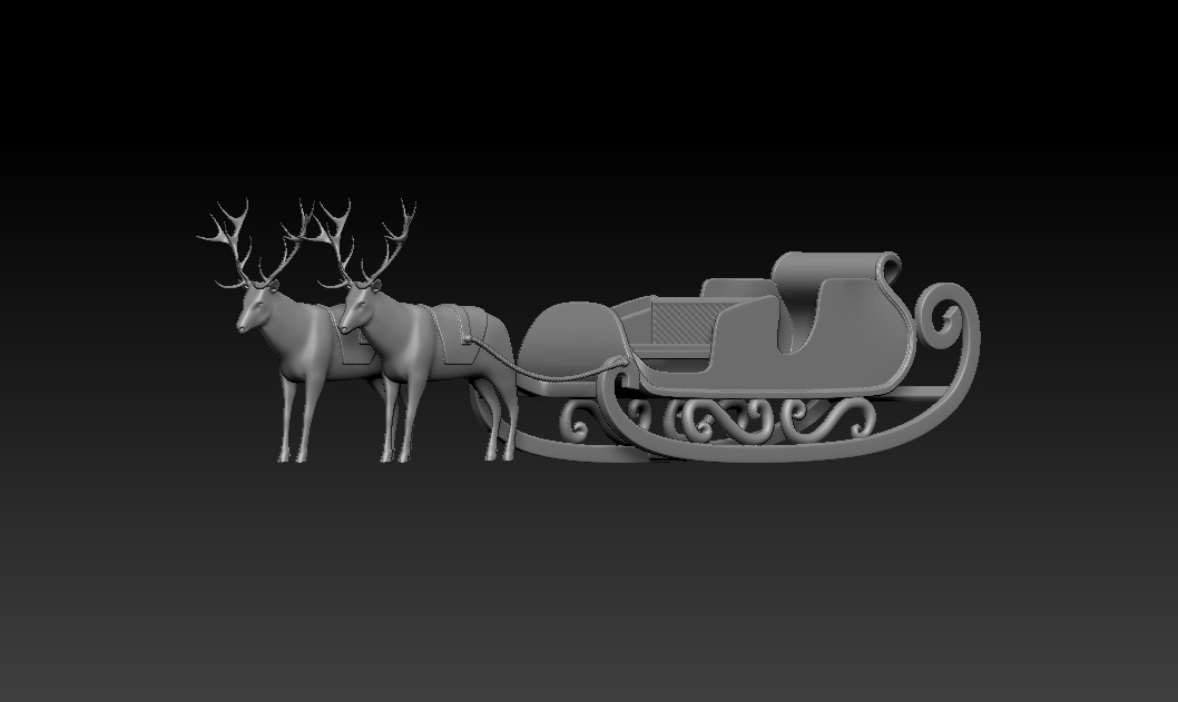 Reindeer Sleigh 3D Model 3D print model_1