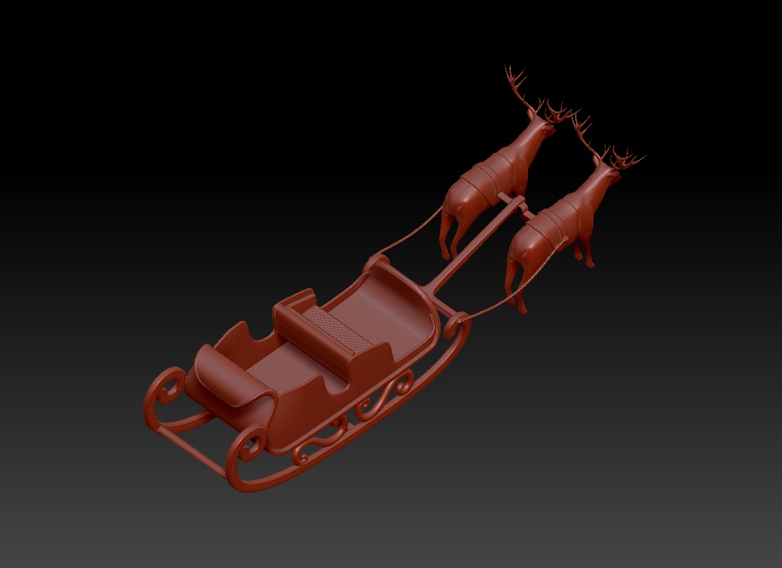 Reindeer Sleigh 3D Model 3D print model_7