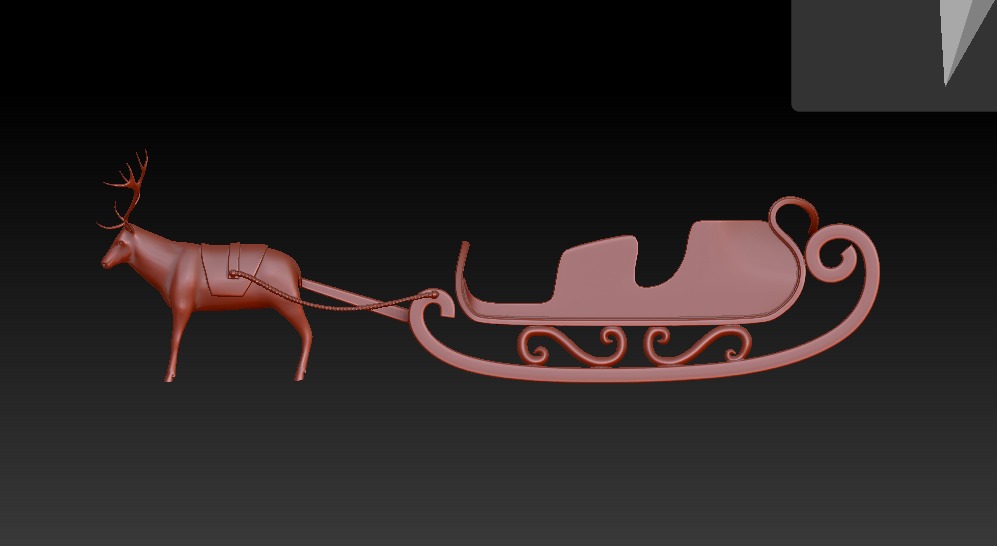 Reindeer Sleigh 3D Model 3D print model_5