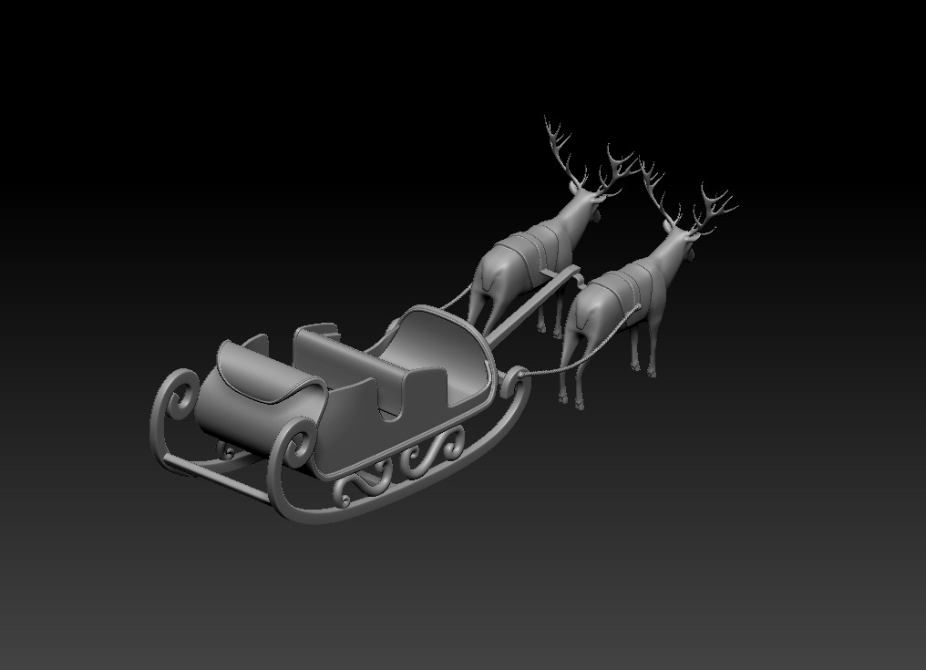 Reindeer Sleigh 3D Model 3D print model_8