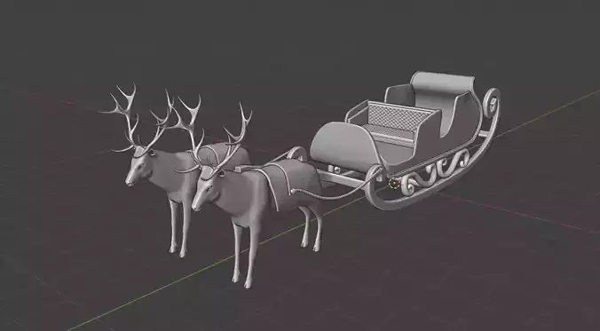 Reindeer Sleigh 3D Model 3D print model