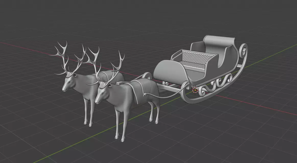 Reindeer Sleigh 3D Model 3D print model_0
