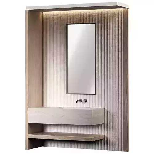 Bathroom furniture set 10 Stone sink Striped ribbed stone