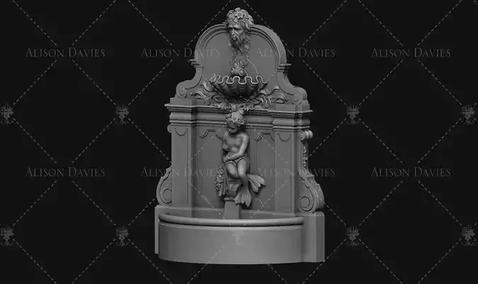 Model Fountain OBJ 3D printable 12th scale can be rescaled 3D print model