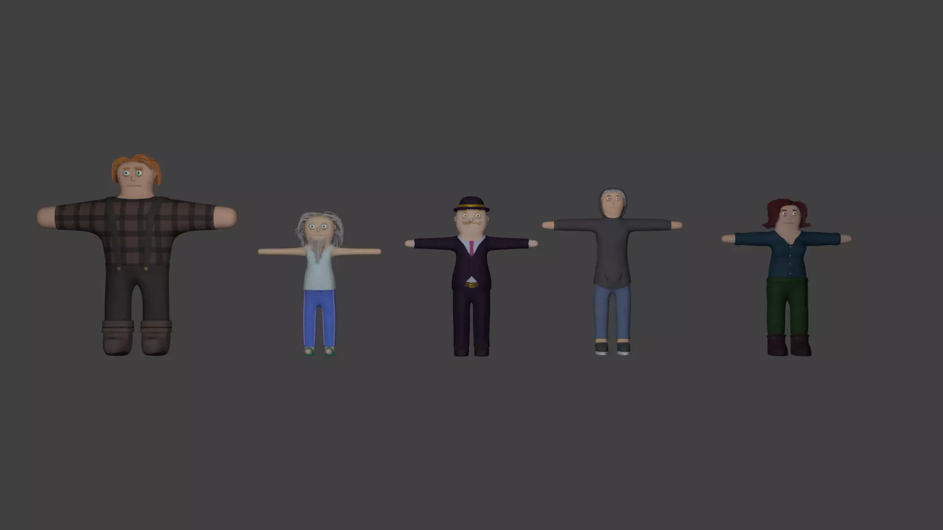 Cartoon simplified characters Free 3D model