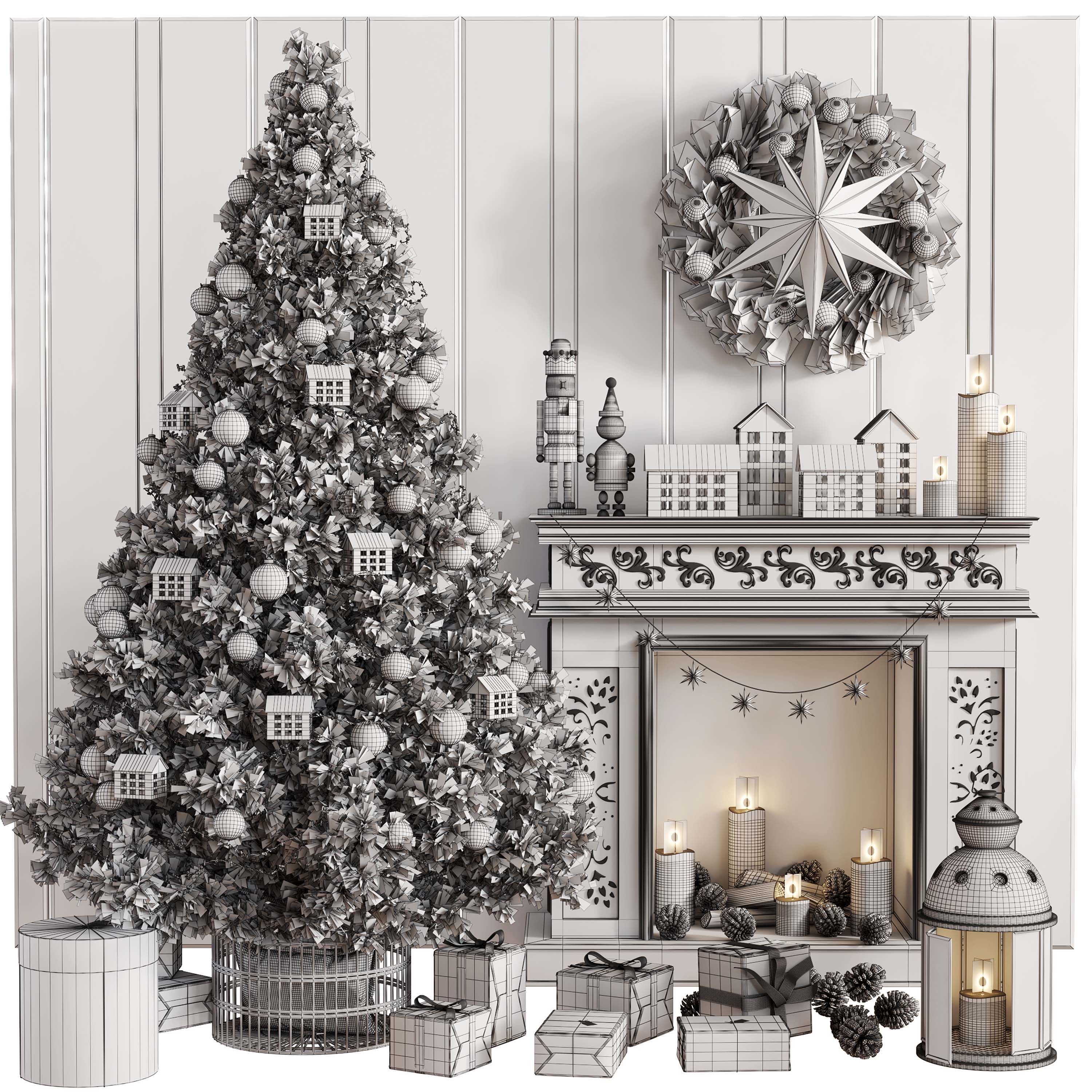 Christmas Tree and Decoration Set 009 3D model_4