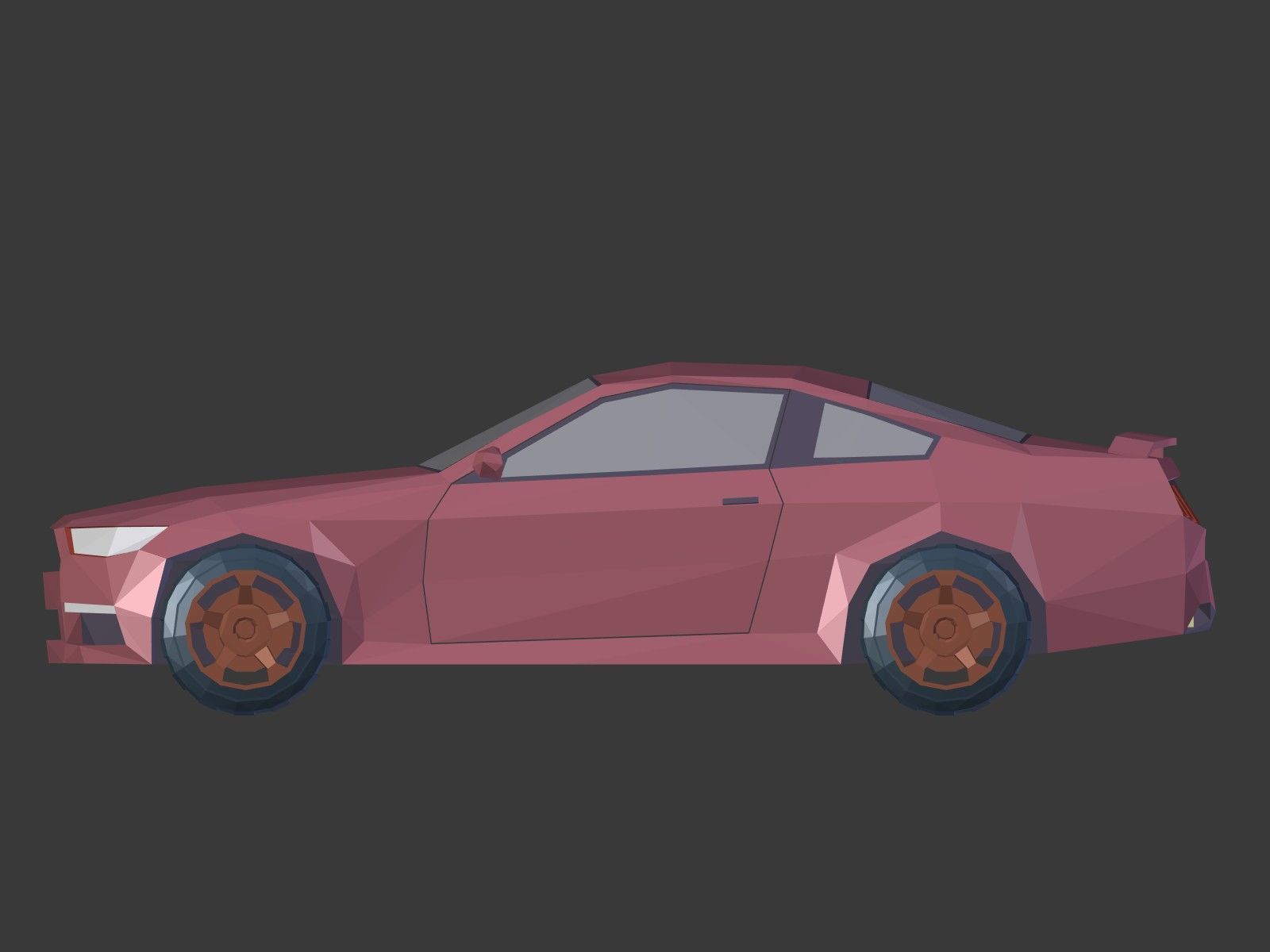 Low Poly Generic Sport Car  - Cartoon Lowpoly Polygonal  Style Low-poly 3D model_6