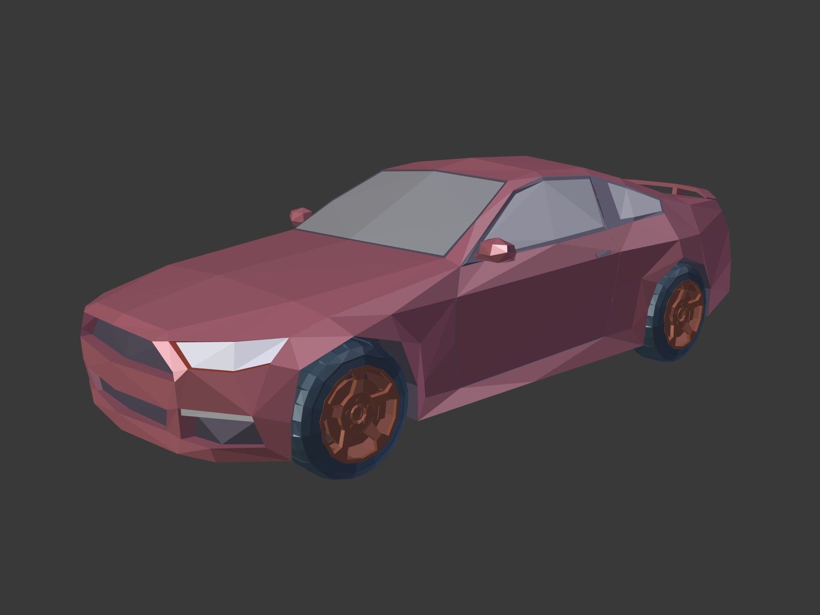 Low Poly Generic Sport Car  - Cartoon Lowpoly Polygonal  Style Low-poly 3D model_1