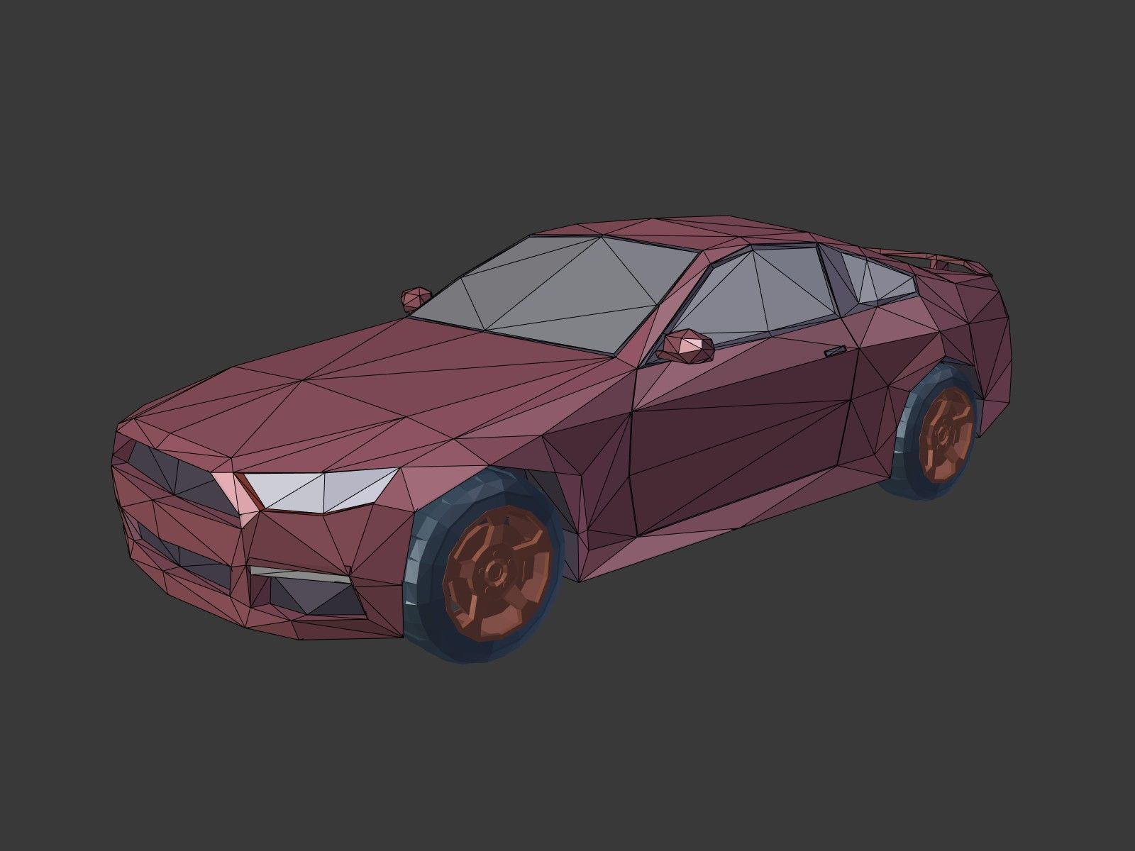 Low Poly Generic Sport Car  - Cartoon Lowpoly Polygonal  Style Low-poly 3D model_2