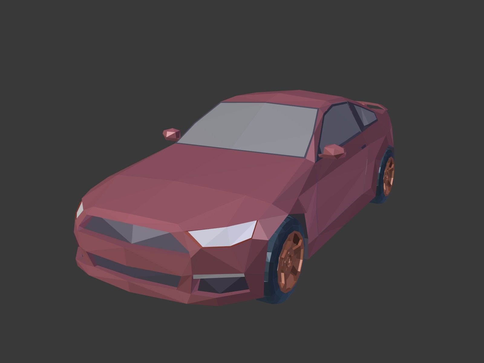 Low Poly Generic Sport Car  - Cartoon Lowpoly Polygonal  Style Low-poly 3D model_4