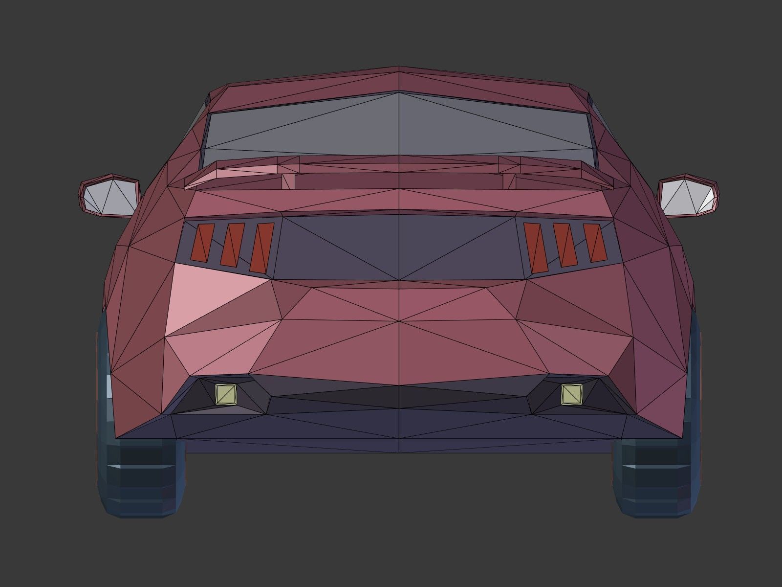 Low Poly Generic Sport Car  - Cartoon Lowpoly Polygonal  Style Low-poly 3D model_16