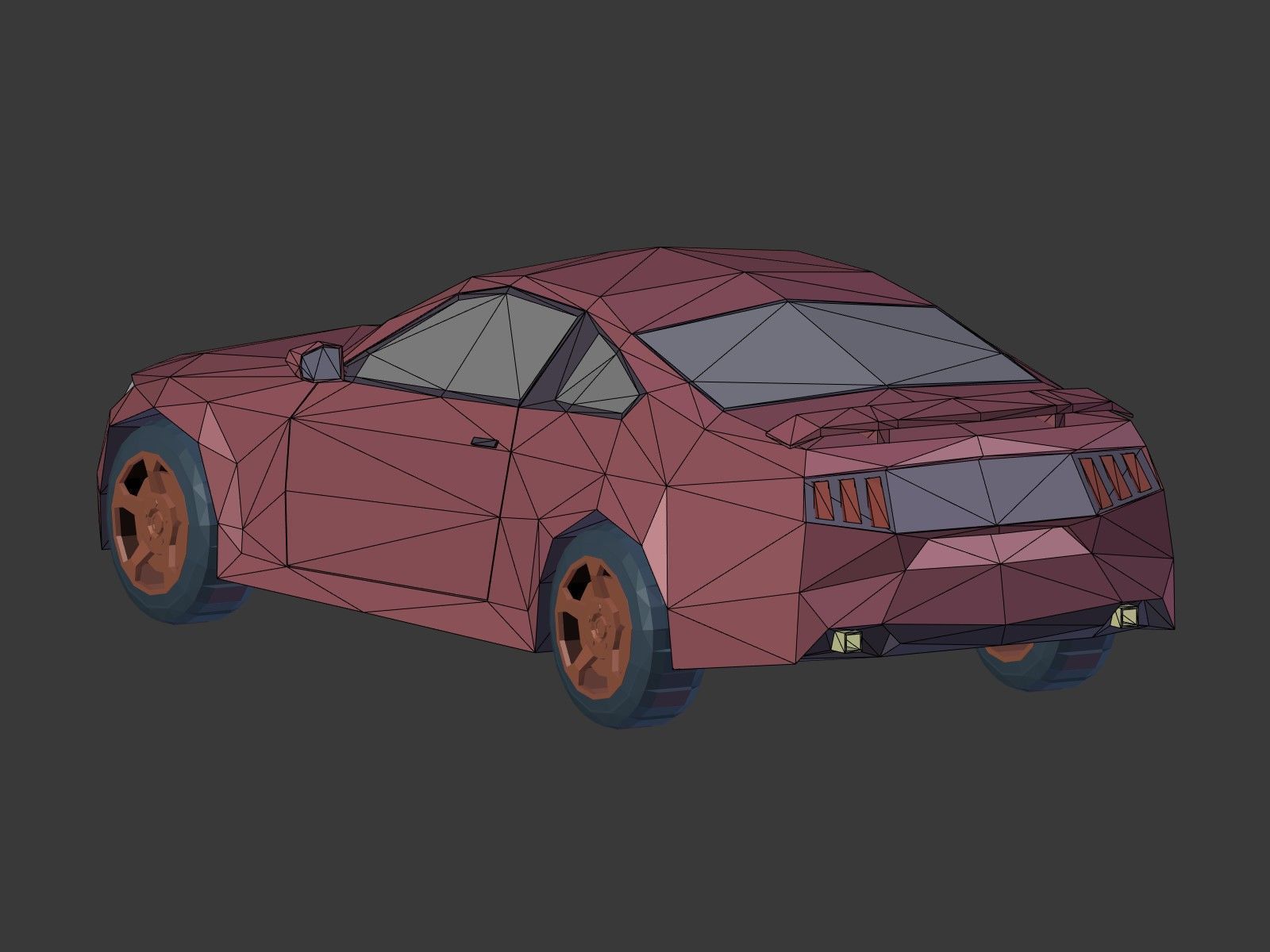 Low Poly Generic Sport Car  - Cartoon Lowpoly Polygonal  Style Low-poly 3D model_9