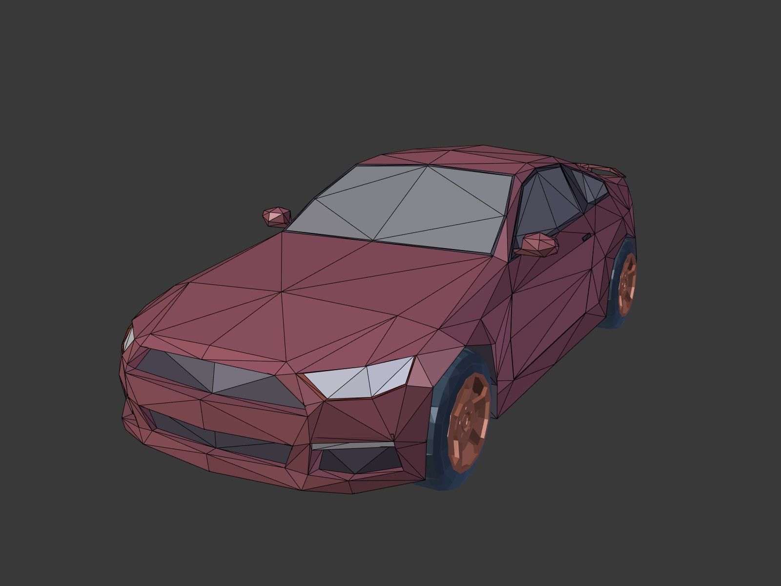 Low Poly Generic Sport Car  - Cartoon Lowpoly Polygonal  Style Low-poly 3D model_5
