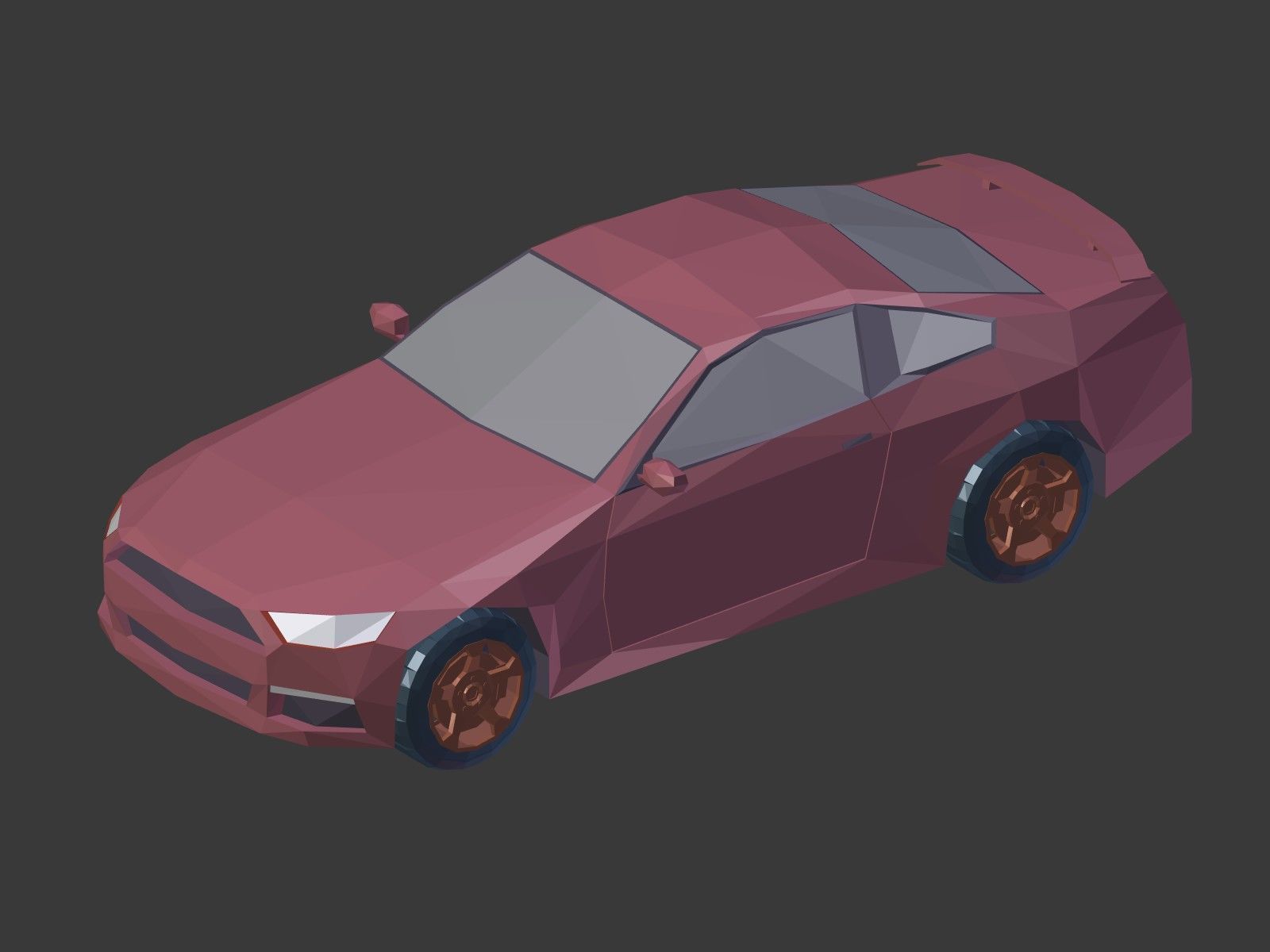 Low Poly Generic Sport Car  - Cartoon Lowpoly Polygonal  Style Low-poly 3D model_10