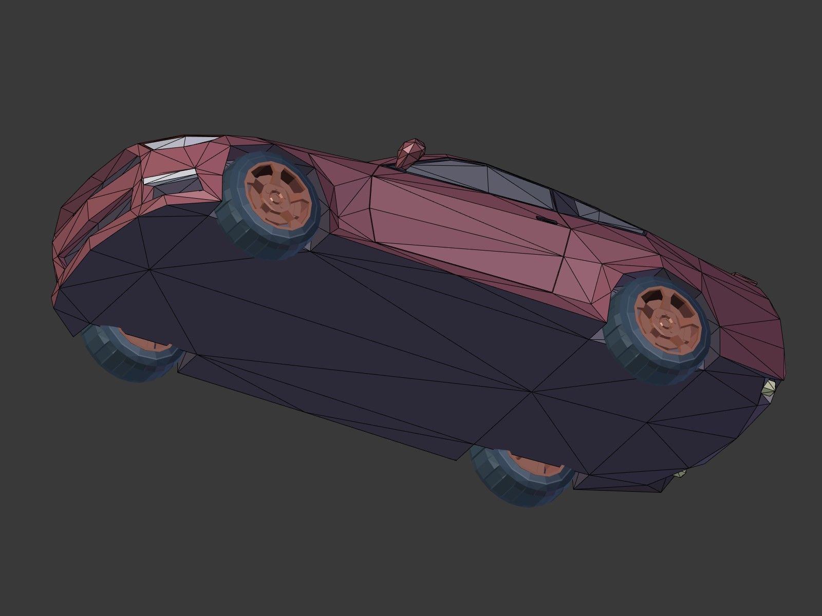 Low Poly Generic Sport Car  - Cartoon Lowpoly Polygonal  Style Low-poly 3D model_14