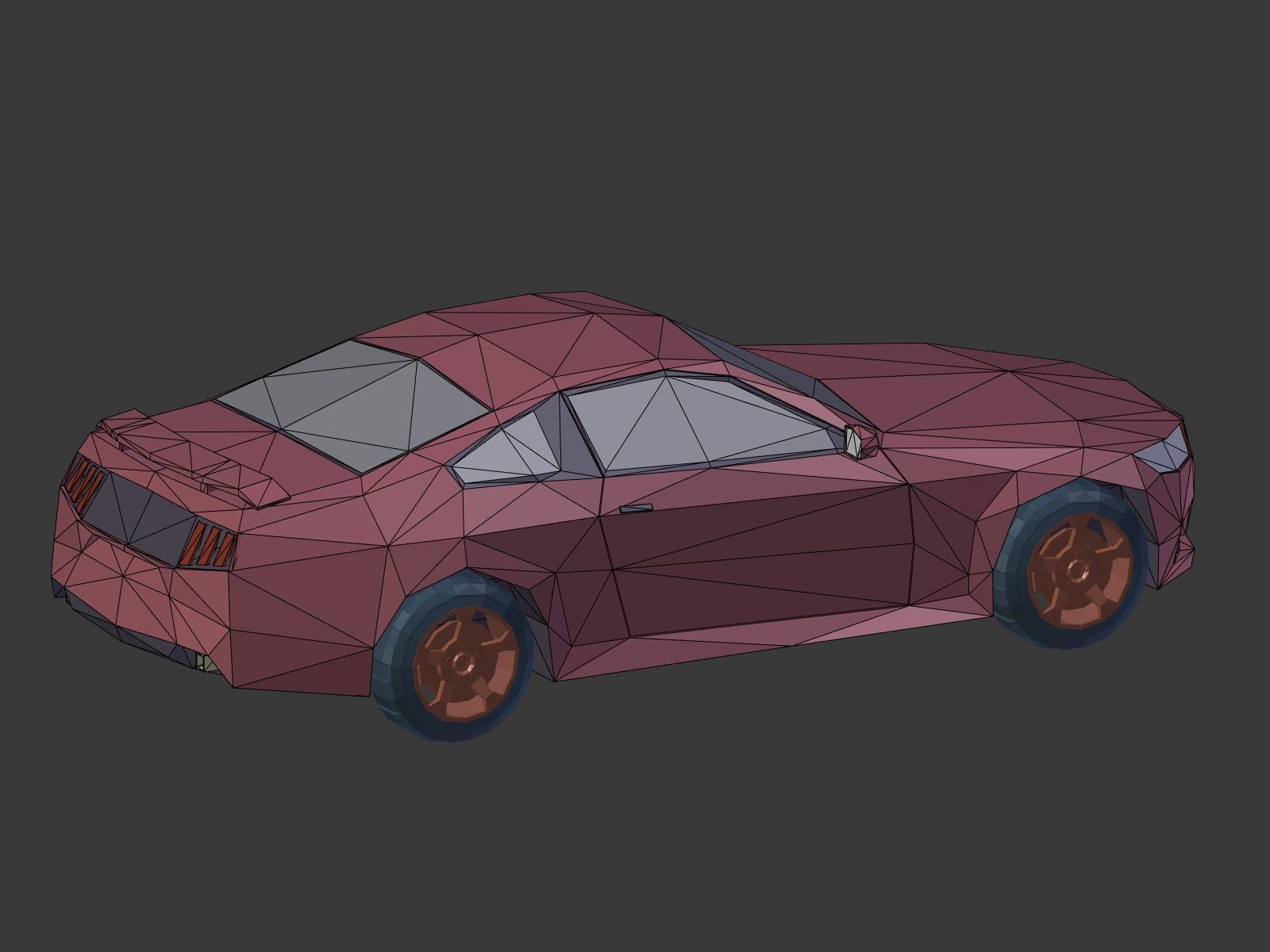 Low Poly Generic Sport Car  - Cartoon Lowpoly Polygonal  Style Low-poly 3D model_18