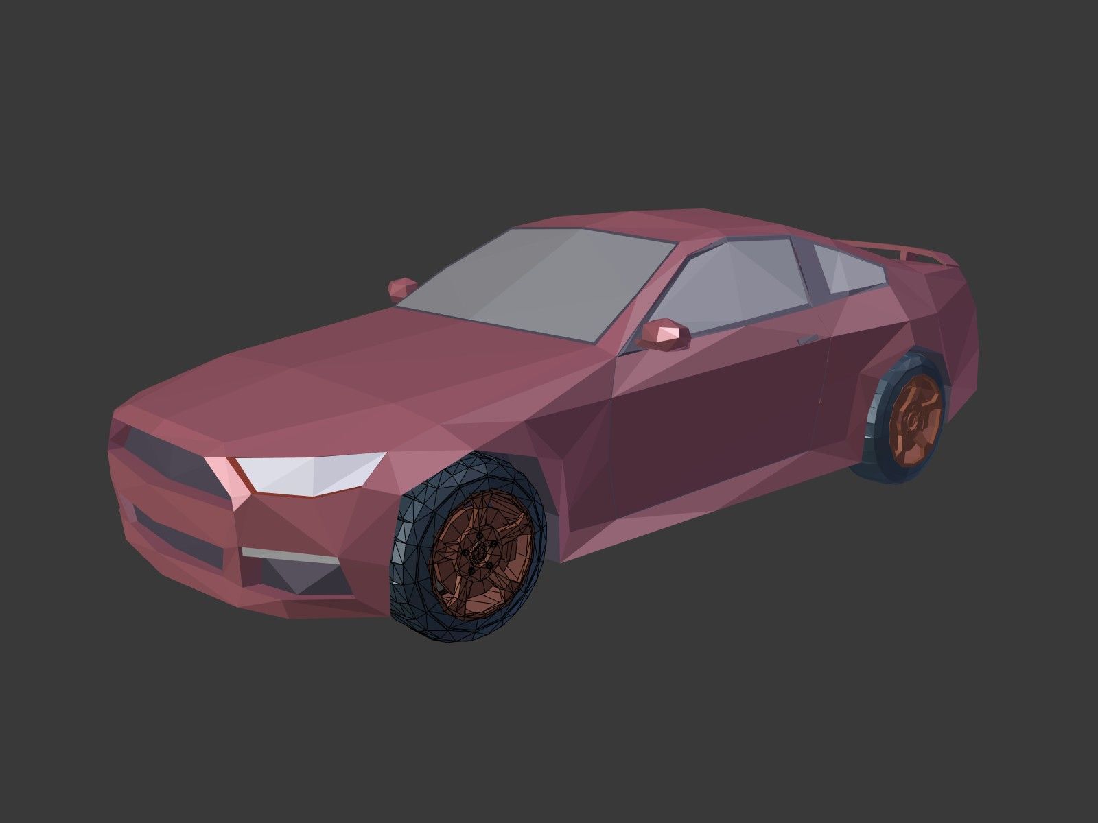 Low Poly Generic Sport Car  - Cartoon Lowpoly Polygonal  Style Low-poly 3D model_3