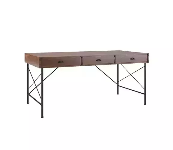 Modern Farmhouse Wycombe Wood Grain Desk with Drawers 3D model
