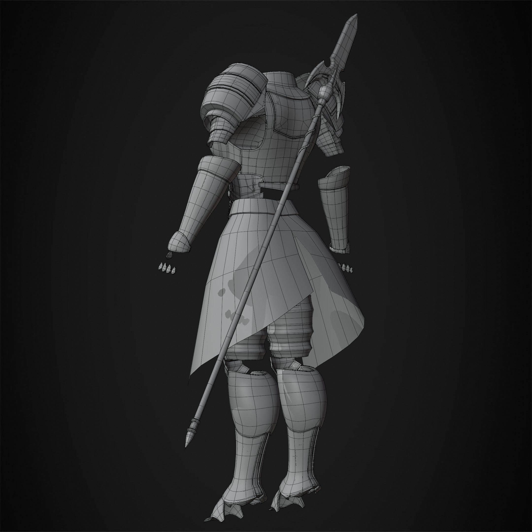 Overlord Leinas Heavy Explosion Armor and Spear for Cosplay 3D Model Collection_21