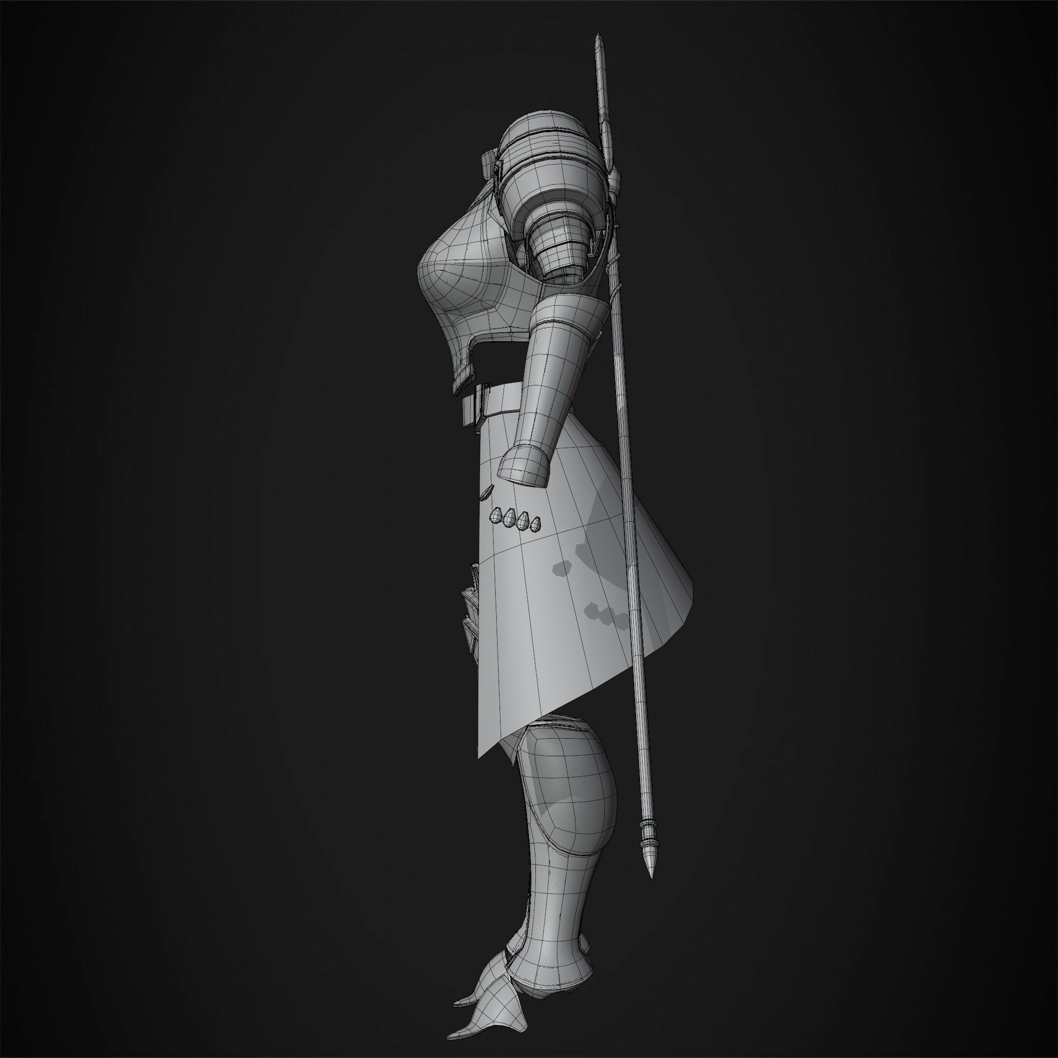 Overlord Leinas Heavy Explosion Armor and Spear for Cosplay 3D Model Collection_19