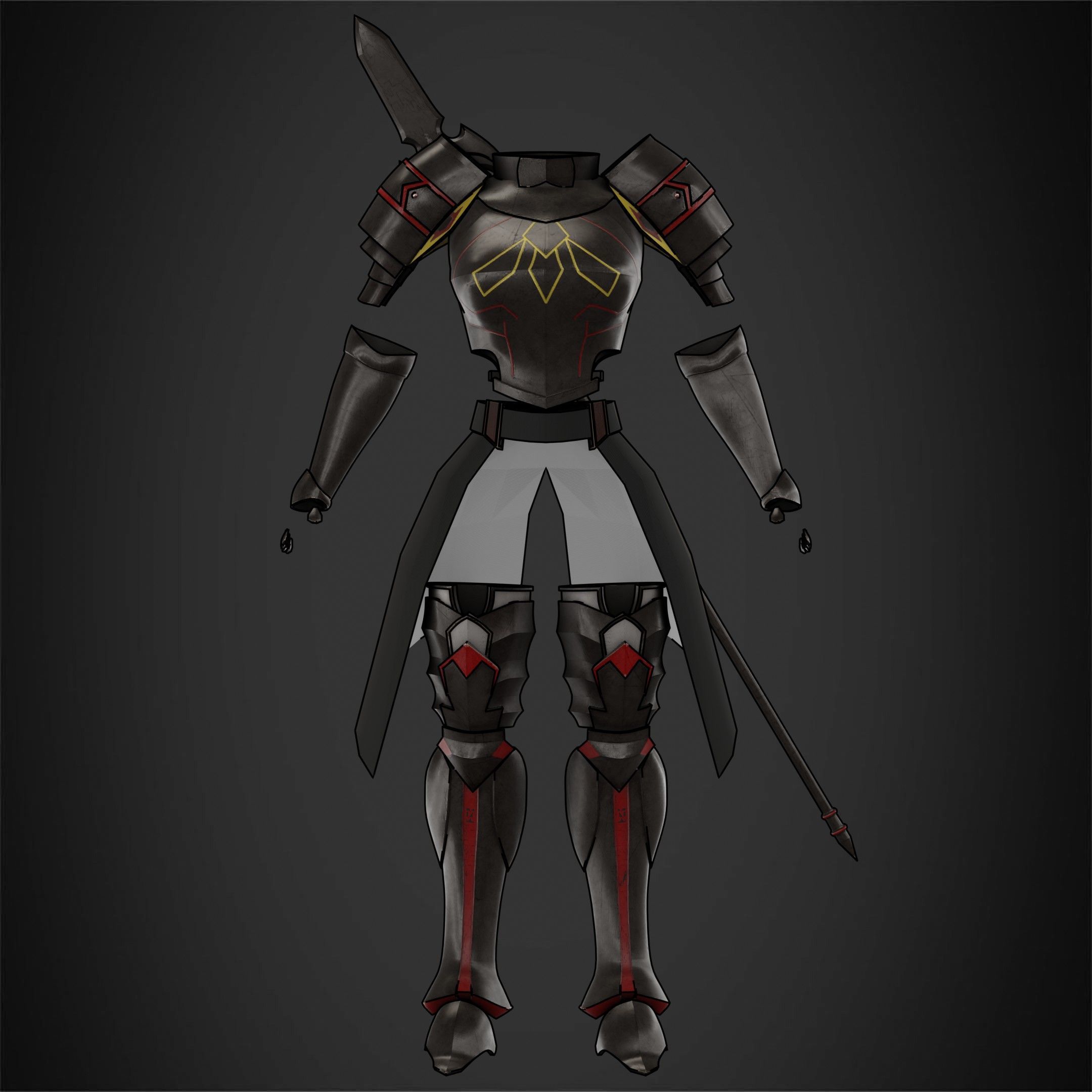 Overlord Leinas Heavy Explosion Armor and Spear for Cosplay 3D Model Collection_6