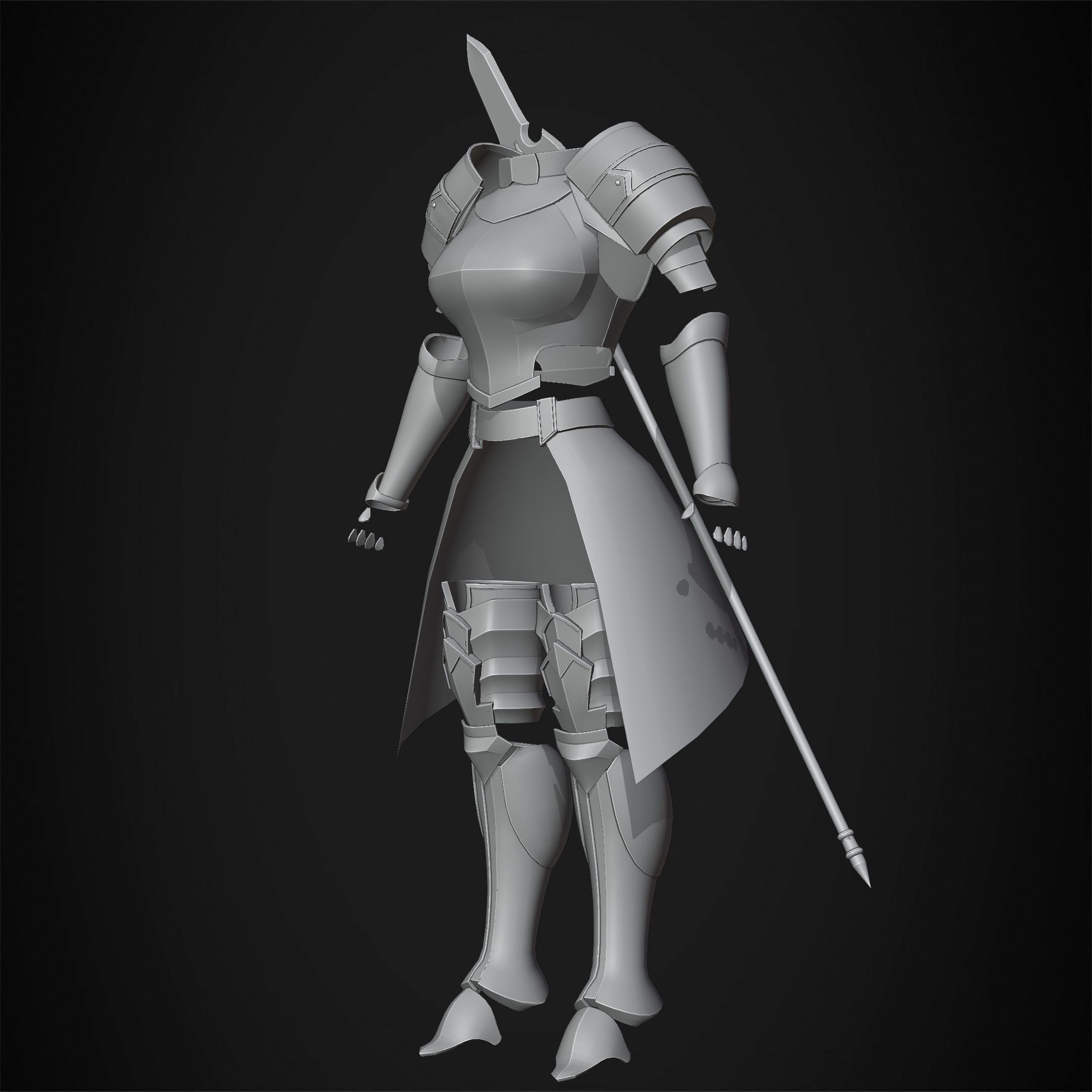 Overlord Leinas Heavy Explosion Armor and Spear for Cosplay 3D Model Collection_16