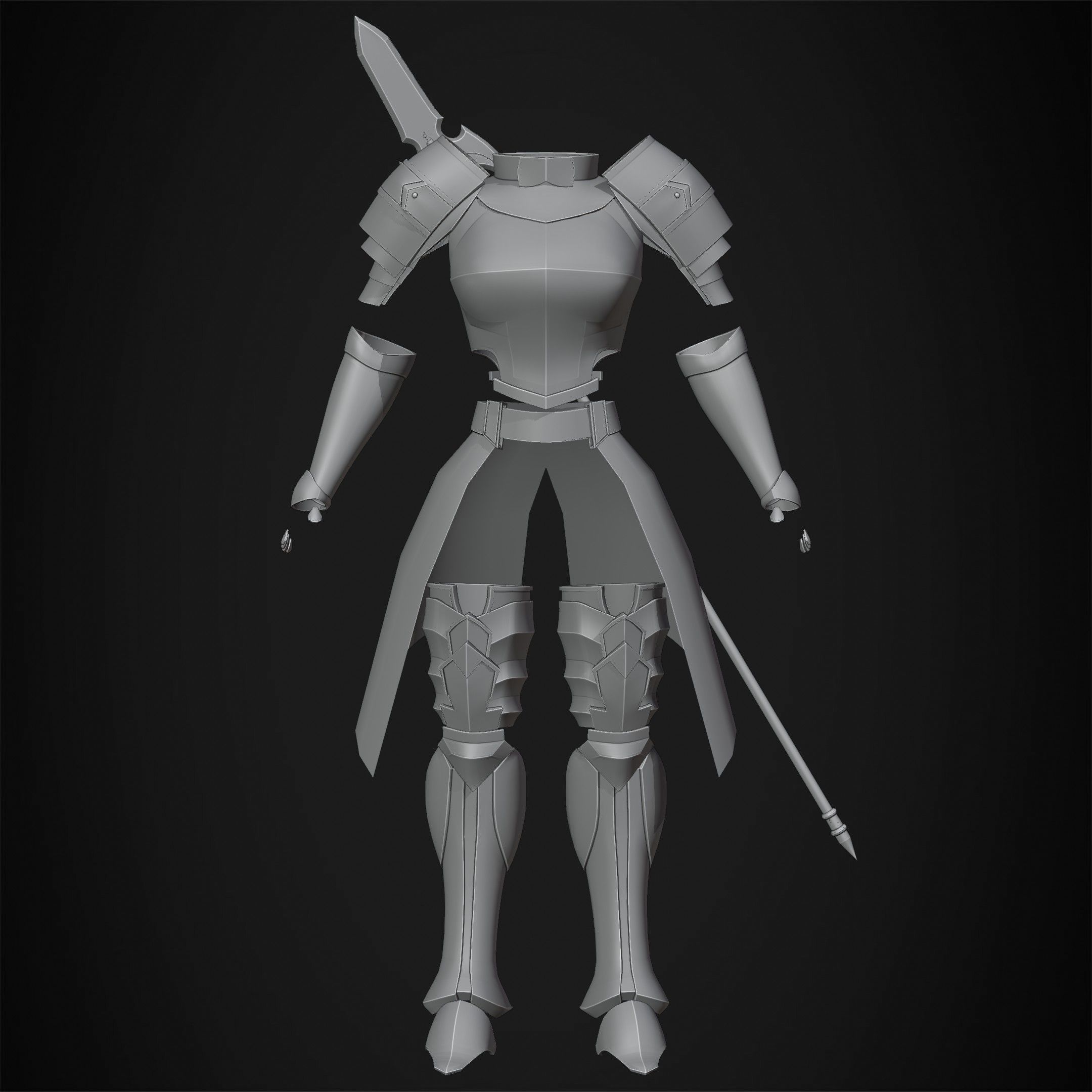 Overlord Leinas Heavy Explosion Armor and Spear for Cosplay 3D Model Collection_14