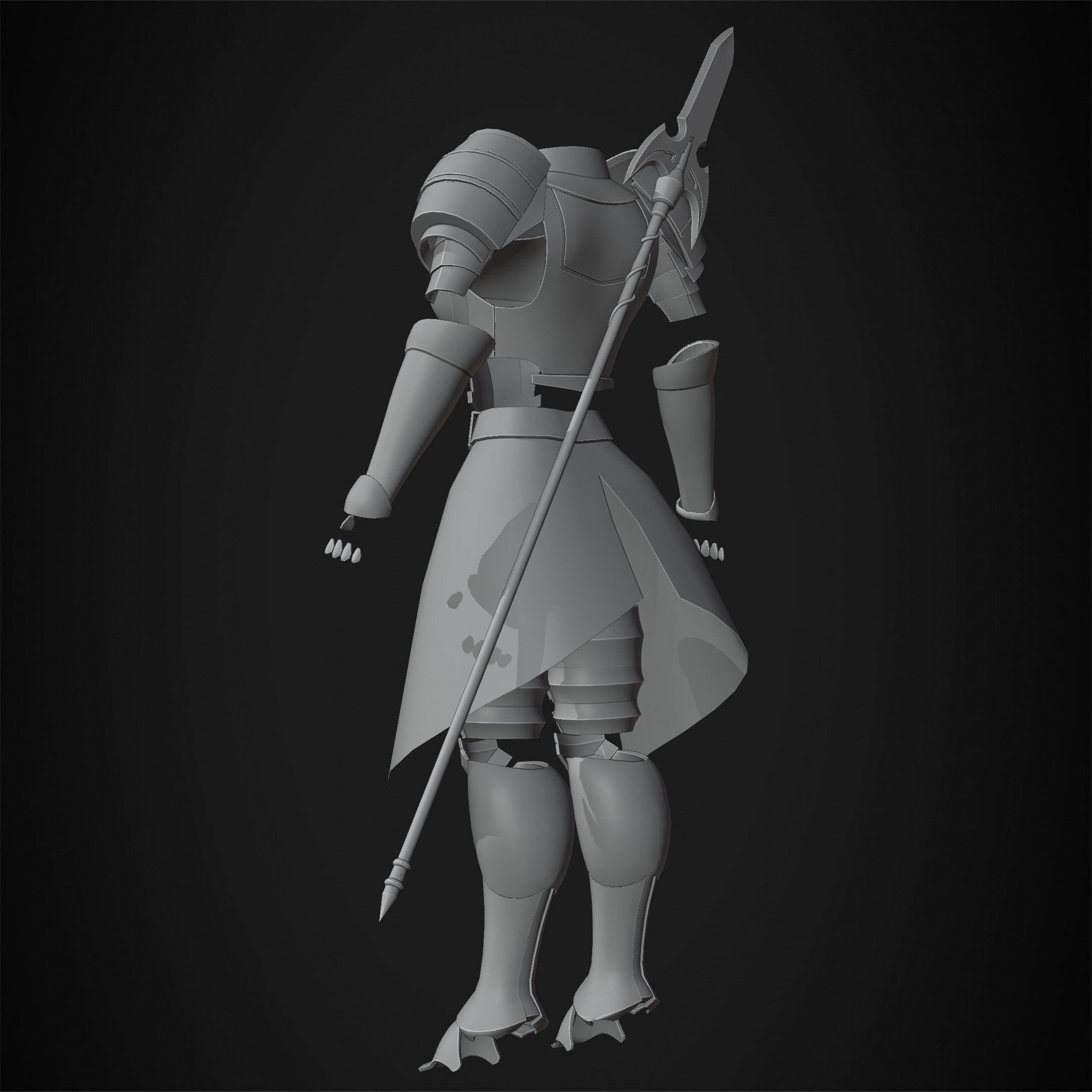 Overlord Leinas Heavy Explosion Armor and Spear for Cosplay 3D Model Collection_20