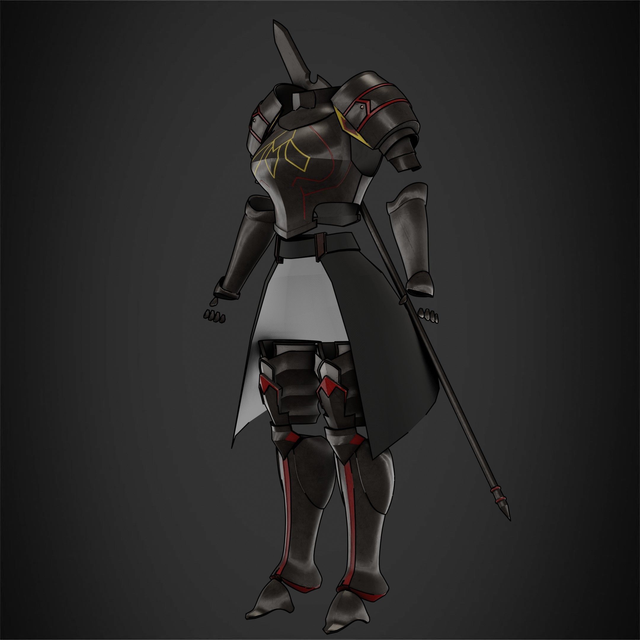 Overlord Leinas Heavy Explosion Armor and Spear for Cosplay 3D Model Collection_7