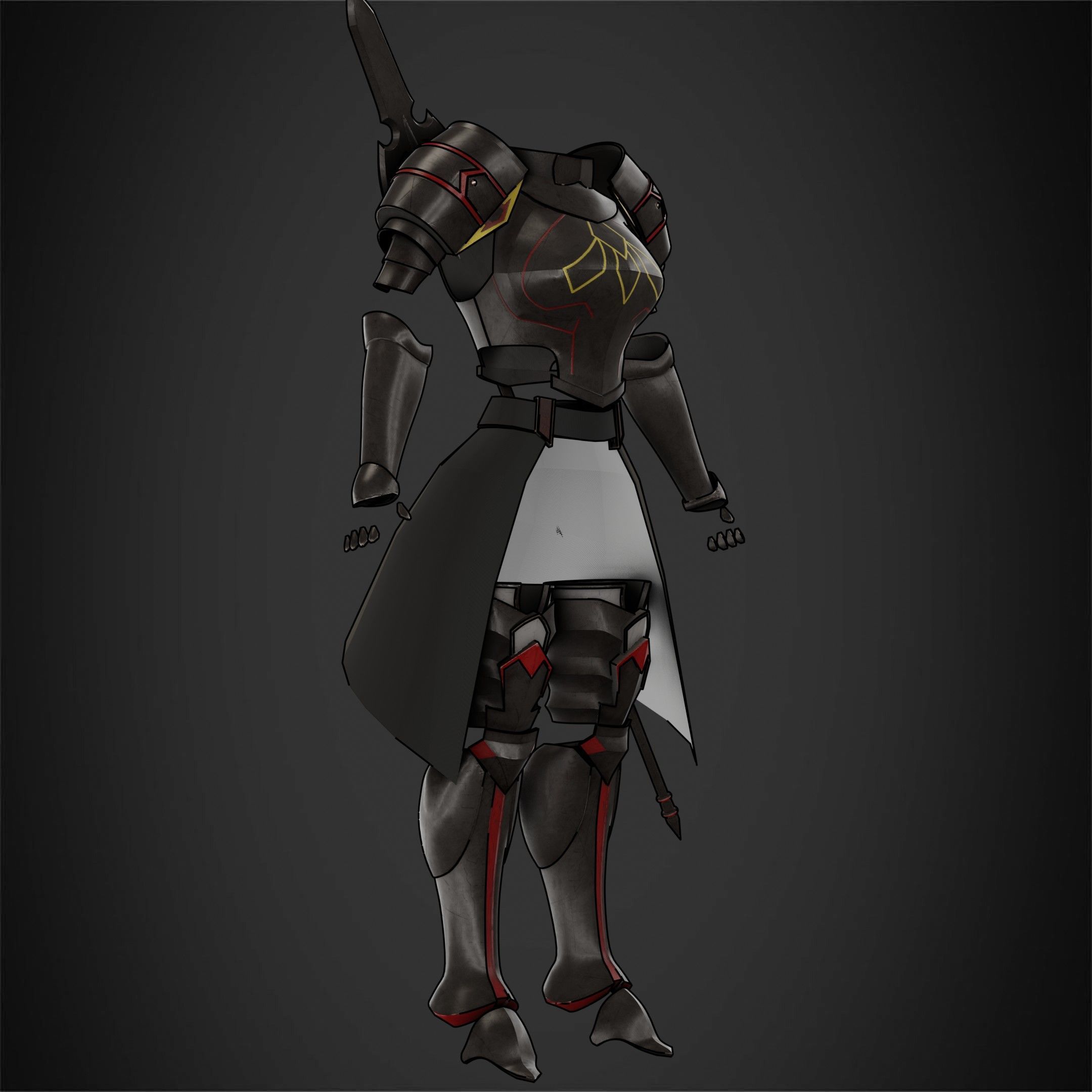 Overlord Leinas Heavy Explosion Armor and Spear for Cosplay 3D Model Collection_13