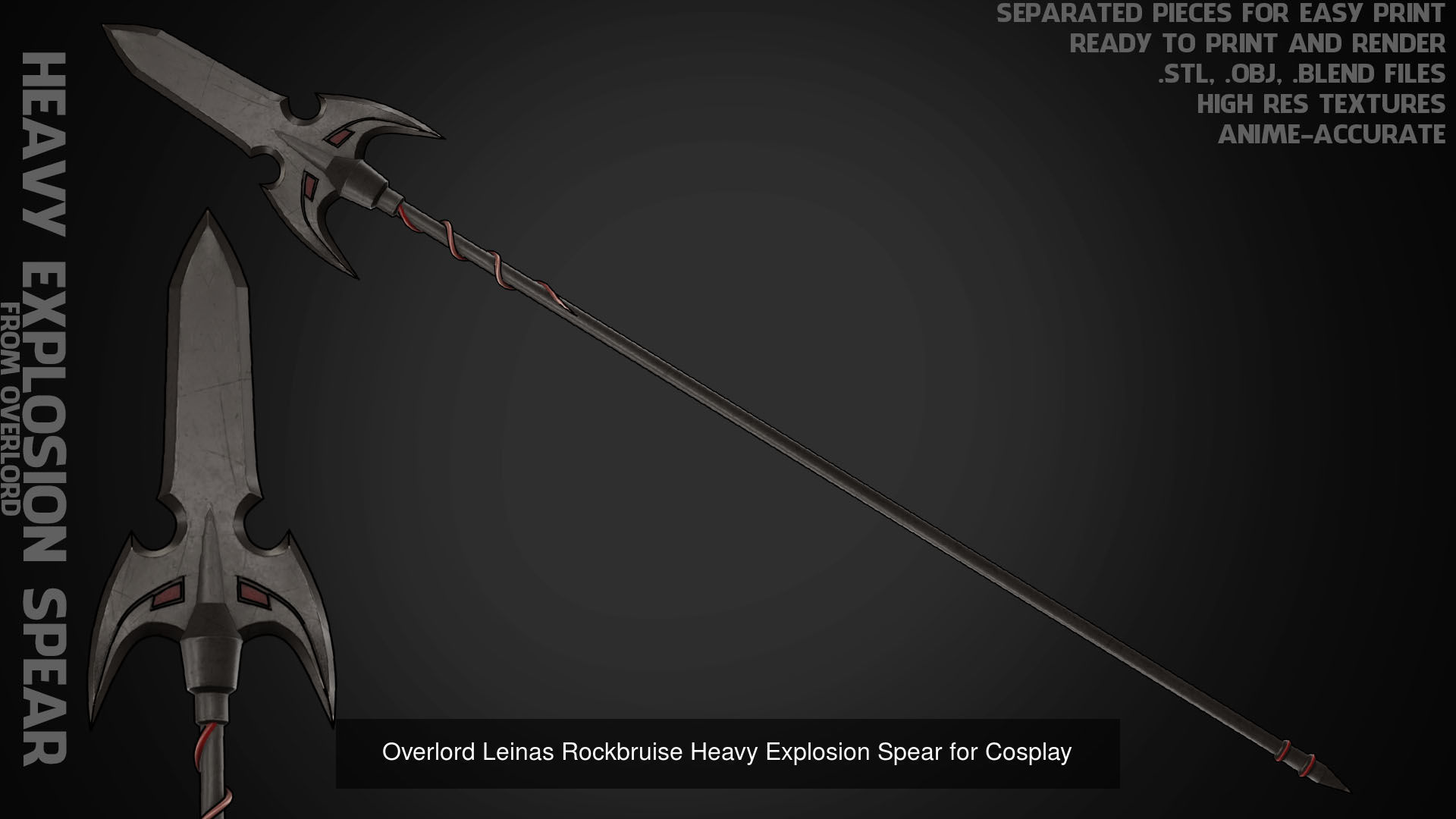 Overlord Leinas Heavy Explosion Armor and Spear for Cosplay 3D Model Collection_5