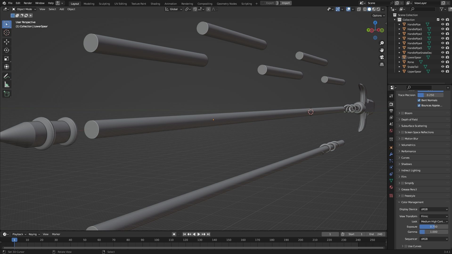 Overlord Leinas Heavy Explosion Armor and Spear for Cosplay 3D Model Collection_26