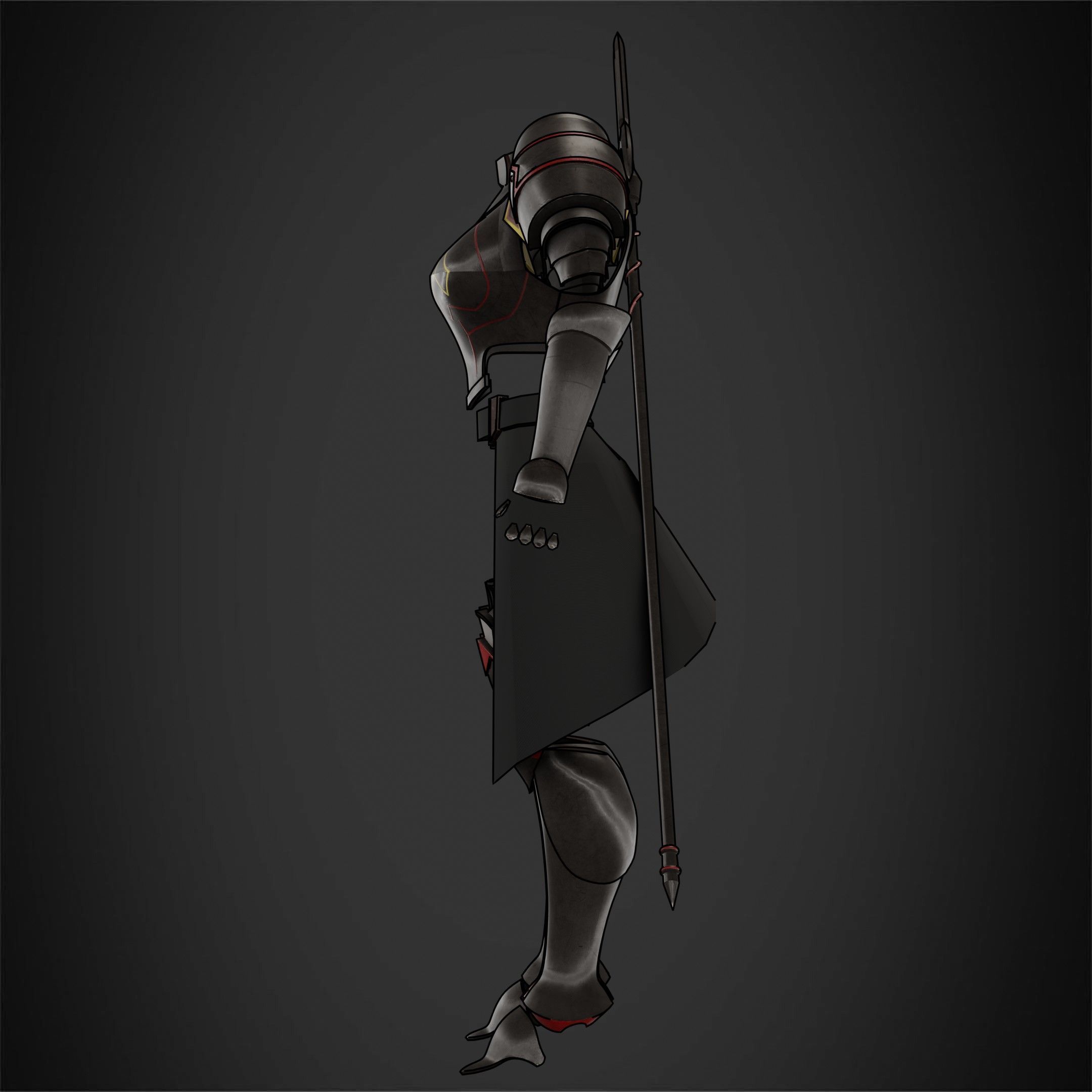 Overlord Leinas Heavy Explosion Armor and Spear for Cosplay 3D Model Collection_8