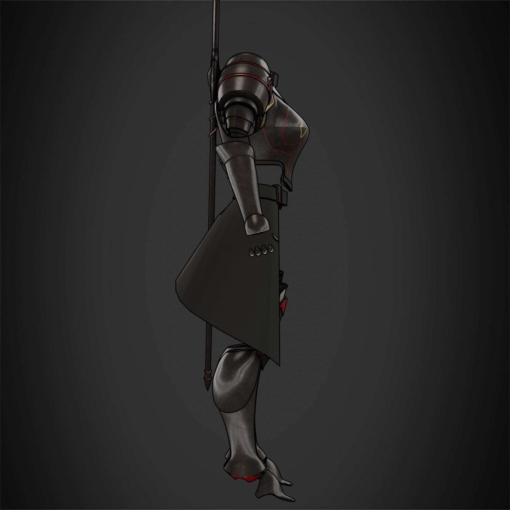 Overlord Leinas Heavy Explosion Armor and Spear for Cosplay 3D Model Collection_12