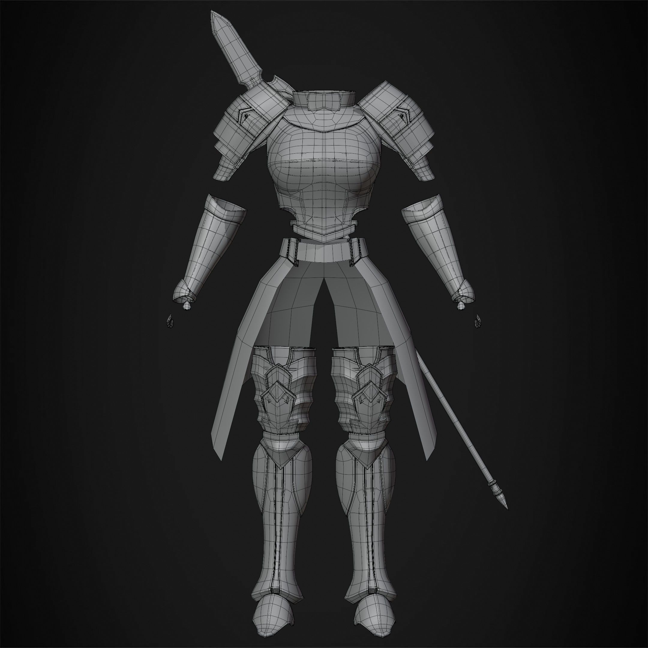 Overlord Leinas Heavy Explosion Armor and Spear for Cosplay 3D Model Collection_15