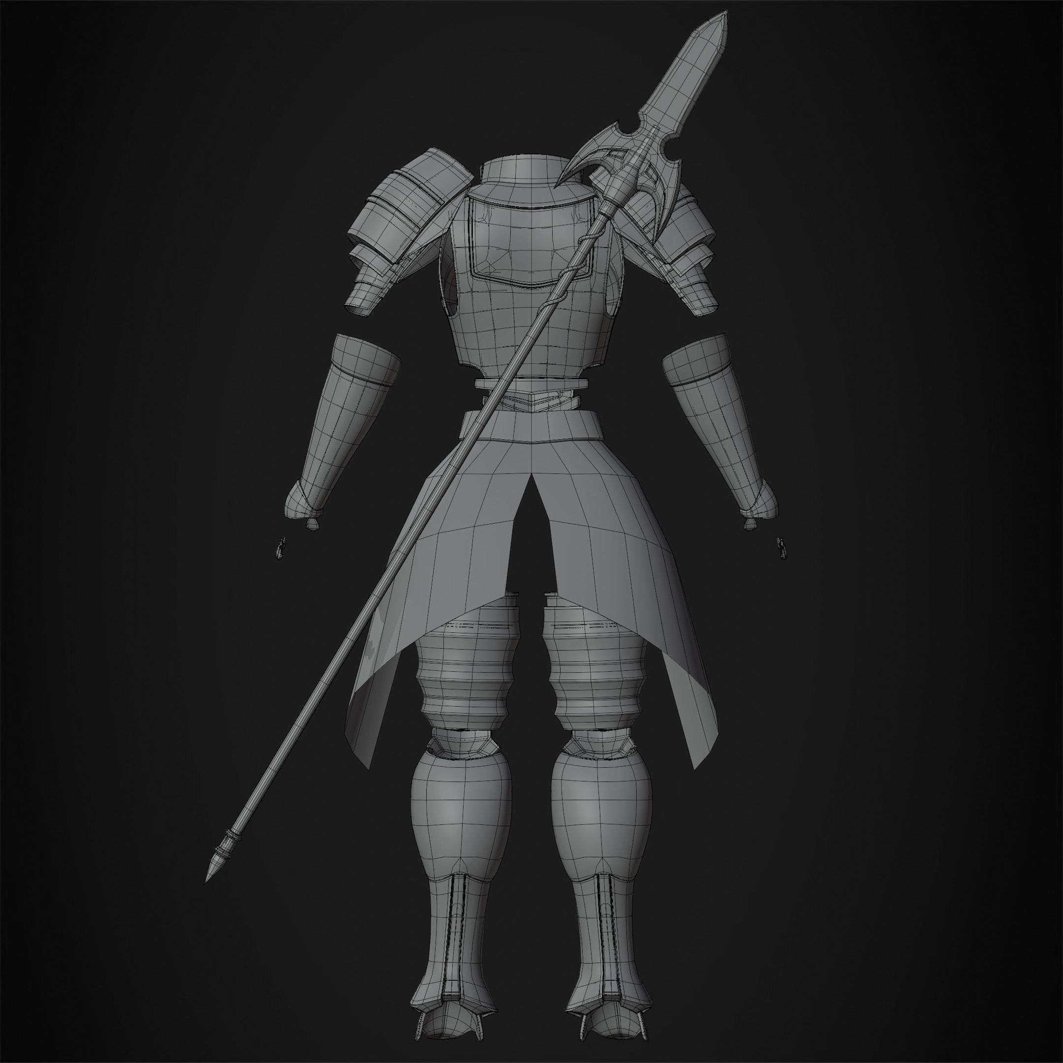 Overlord Leinas Heavy Explosion Armor and Spear for Cosplay 3D Model Collection_23